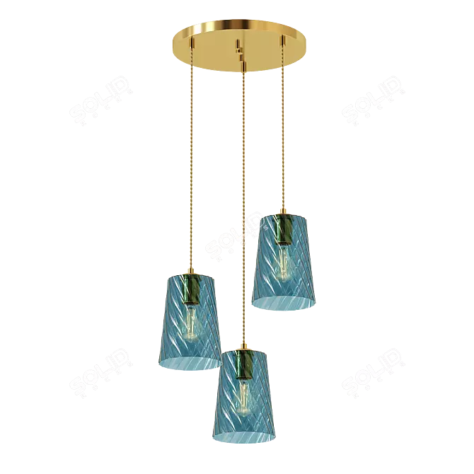 Modern Hanging Blue Azurine Lamp 3D model image 1