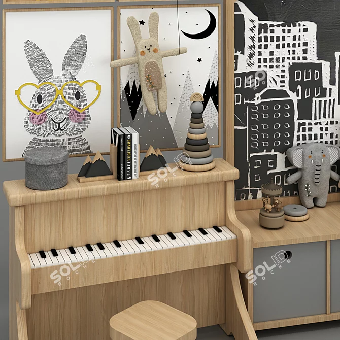 Playful 3D Toy & Furniture Set 3D model image 3