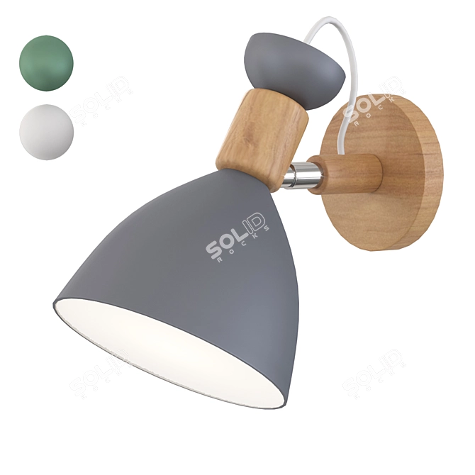 Nordi C-Style Wooden Wall Lamp 3D model image 1