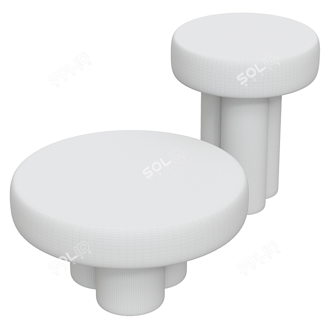 Natural Wood Mushroom Tables Set 3D model image 2