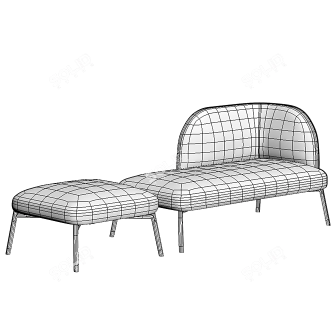 Sleek Sit Day Bed 3D model image 4