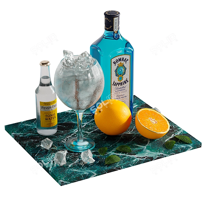 Stylish 6-Piece Cocktail Jin Set 3D model image 1