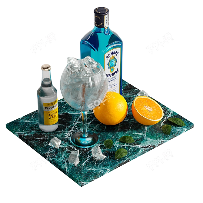Stylish 6-Piece Cocktail Jin Set 3D model image 2