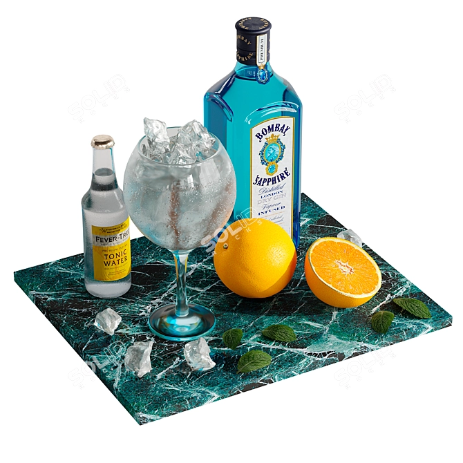 Stylish 6-Piece Cocktail Jin Set 3D model image 5