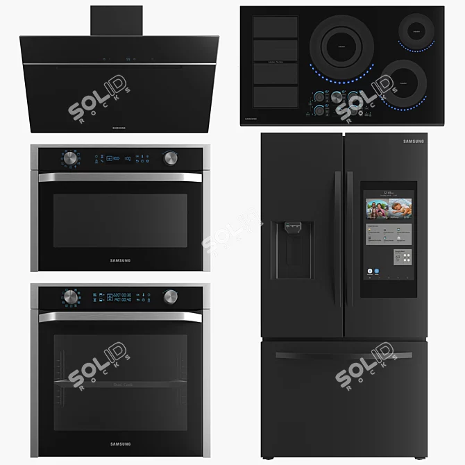 Sleek Samsung Kitchen Appliance Set 3D model image 1