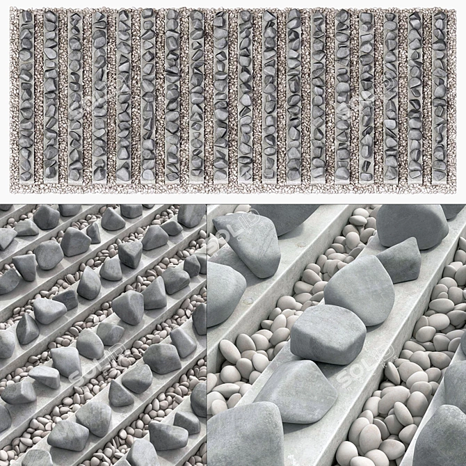 Smooth Pebble Stone Tile 3D model image 1