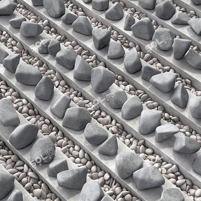 Smooth Pebble Stone Tile 3D model image 2