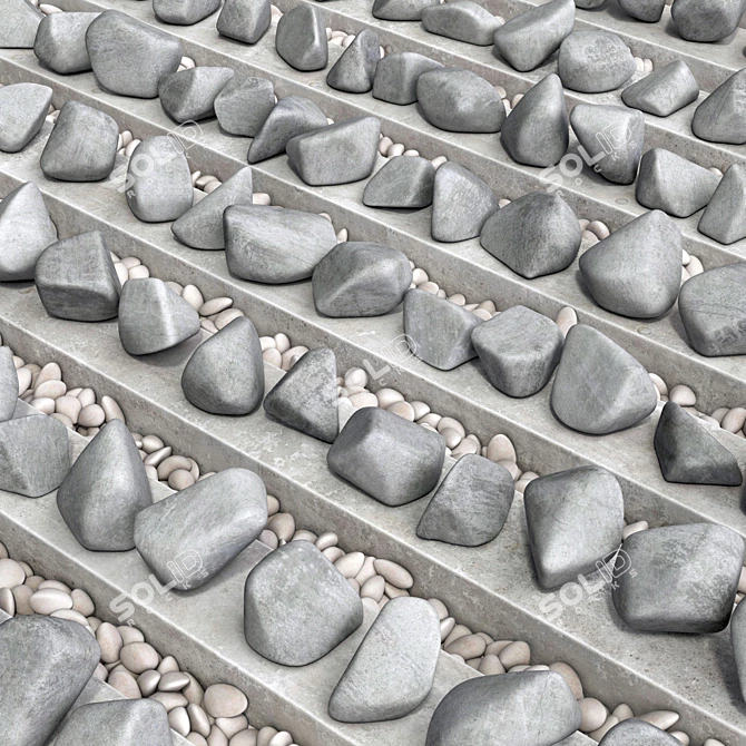 Smooth Pebble Stone Tile 3D model image 3