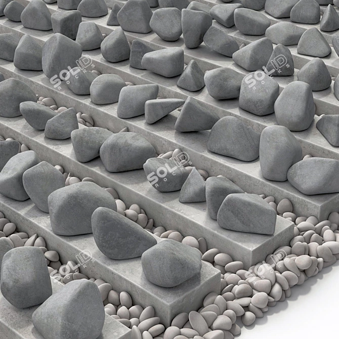 Smooth Pebble Stone Tile 3D model image 5