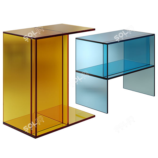 Transparent Acrylic Flip Table - Color Options 3D model image 1