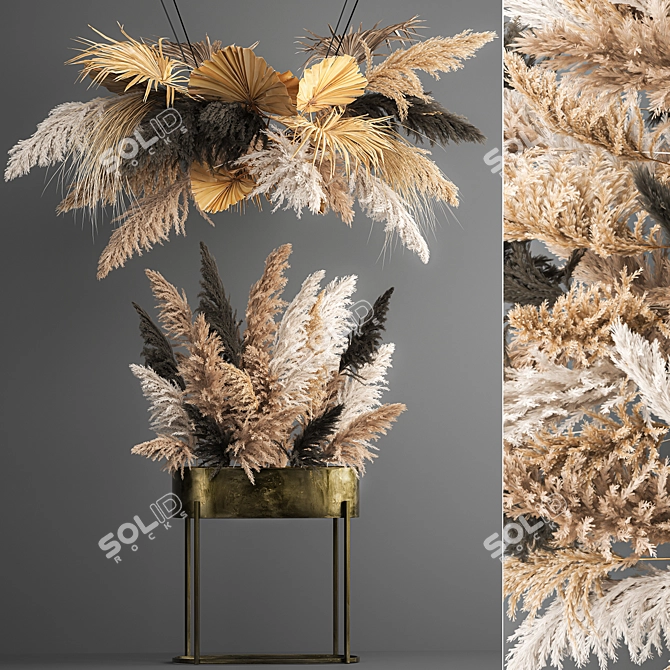 Elegant Dried Reed Bouquet 3D model image 6