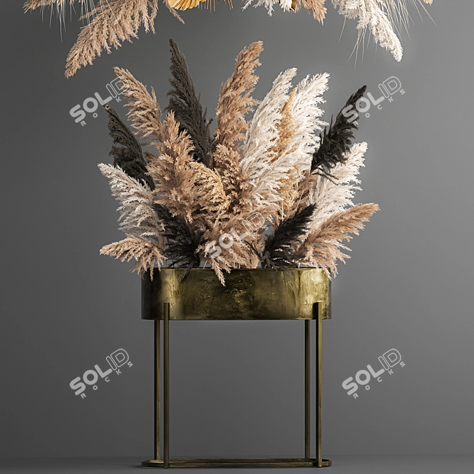 Elegant Dried Reed Bouquet 3D model image 7