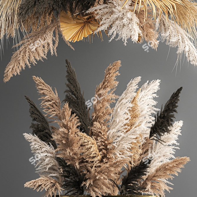 Elegant Dried Reed Bouquet 3D model image 2
