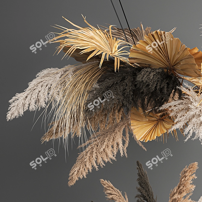 Elegant Dried Reed Bouquet 3D model image 3