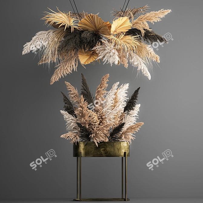 Elegant Dried Reed Bouquet 3D model image 4
