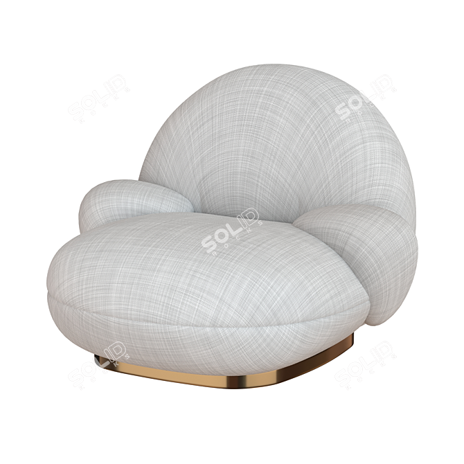 Elegant Ivory Pacha Lounge Chair 3D model image 2