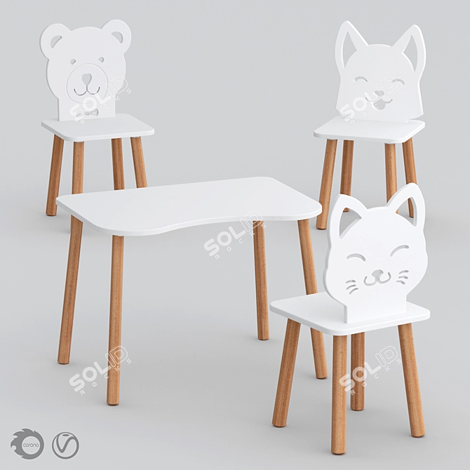 Scandi Kids Furniture Set: Ergonomic Design 3D model image 1