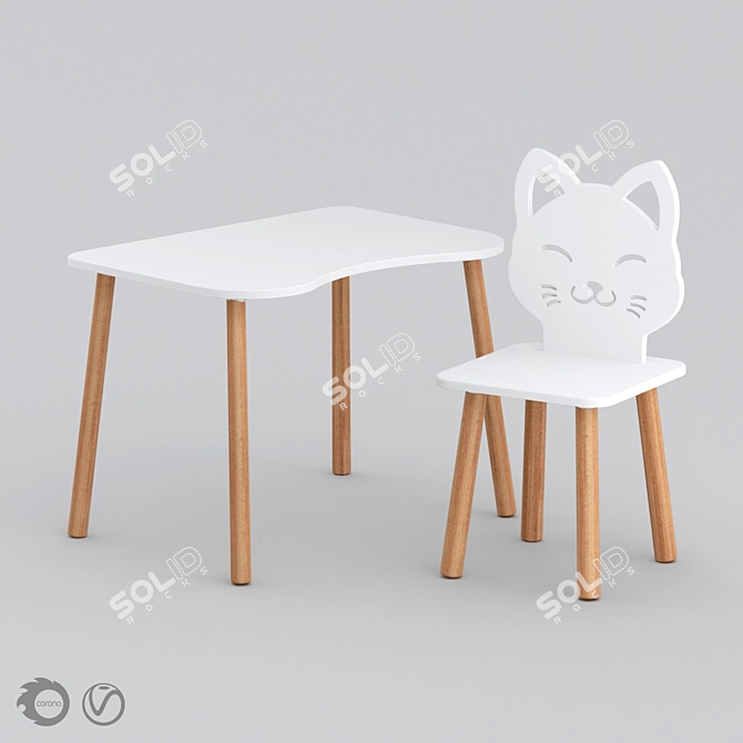 Scandi Kids Furniture Set: Ergonomic Design 3D model image 2