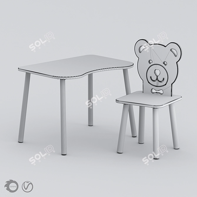 Scandi Kids Furniture Set: Ergonomic Design 3D model image 5