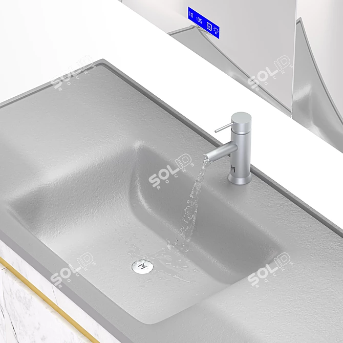 Contemporary Marble Veneer Floating Bath 3D model image 5