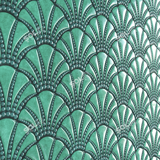 Gleaming Art Deco Shell Tiles 3D model image 2