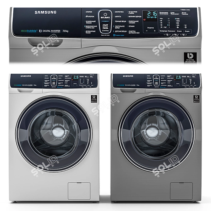 Samsung WW5100R Front Load Washing Machine 3D model image 1