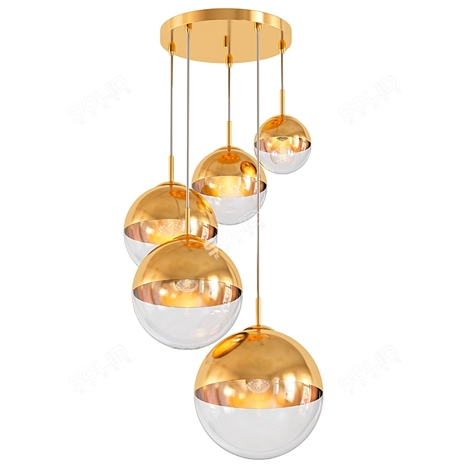 Golden Glass Pendant Light 3D model image 1