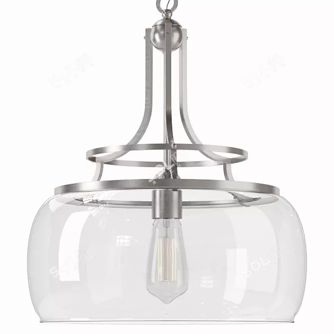 Elegant Charleston Brushed Nickel Pendant 3D model image 1