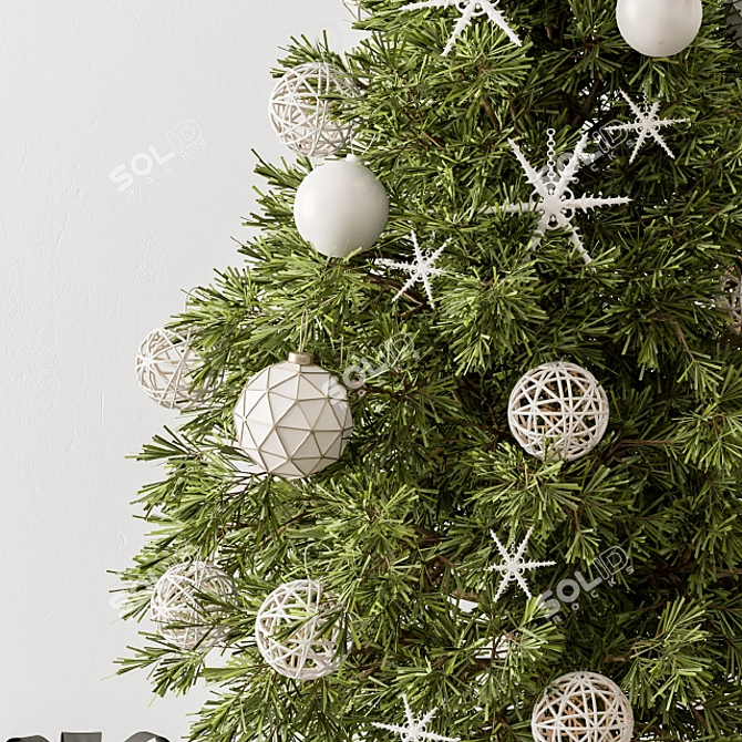 Festive Gifted Green & White Christmas Tree 3D model image 3