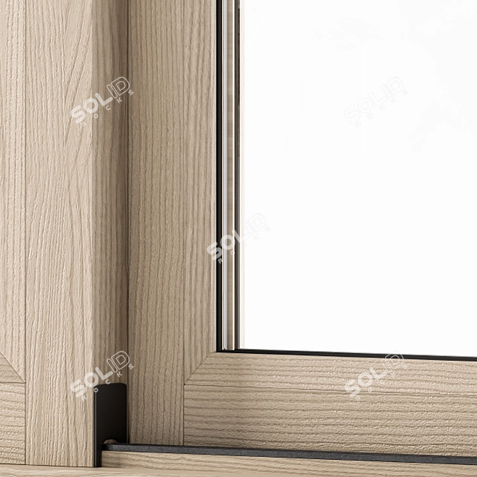 Stylish Sliding Wooden Window Set 3D model image 3