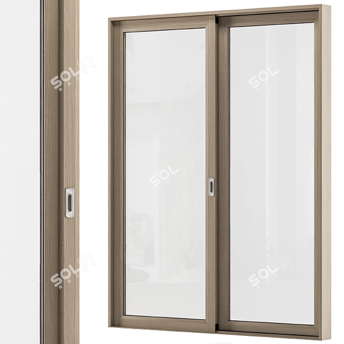 Stylish Sliding Wooden Window Set 3D model image 4