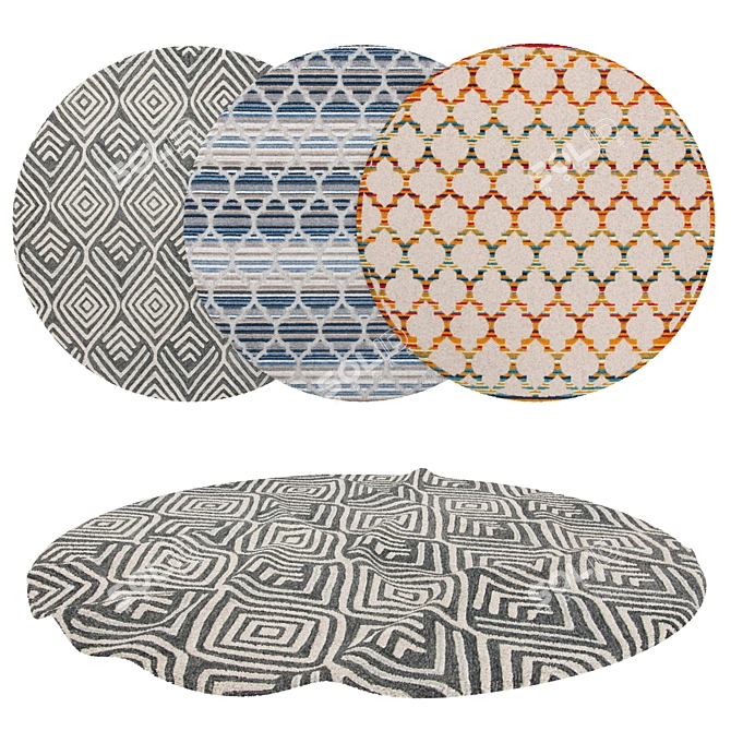 Variety of Round Rugs Set 3D model image 1