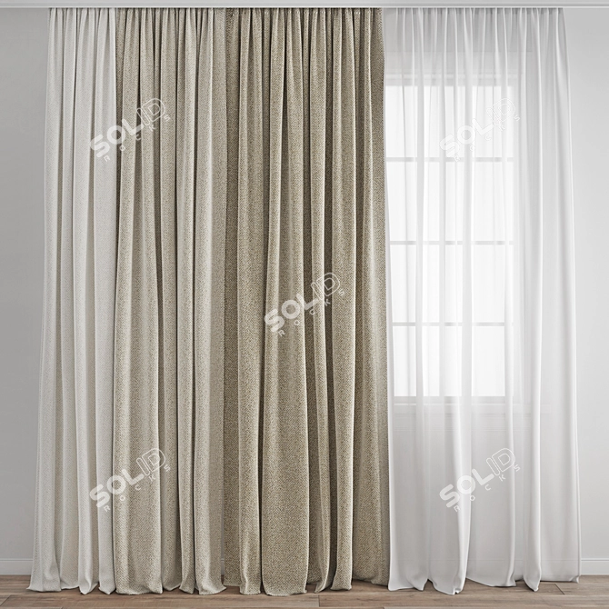 Premium Polygonal Curtain Model 3D model image 1