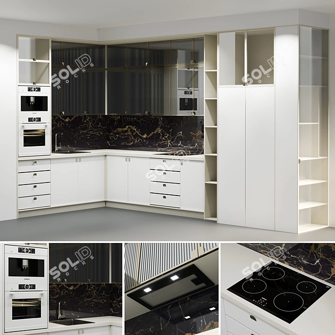 Bosch L-Shaped Kitchen Set 3D model image 1