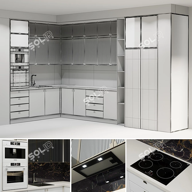 Bosch L-Shaped Kitchen Set 3D model image 5