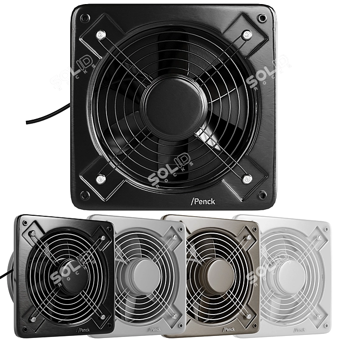 Versatile Penck Exhaust Fan - Black, White, Grey & Beige | 30x30x8 cm 3D model image 1