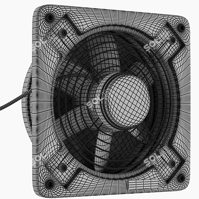 Versatile Penck Exhaust Fan - Black, White, Grey & Beige | 30x30x8 cm 3D model image 7