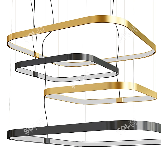 Sleek Square Chandelier 3D model image 1