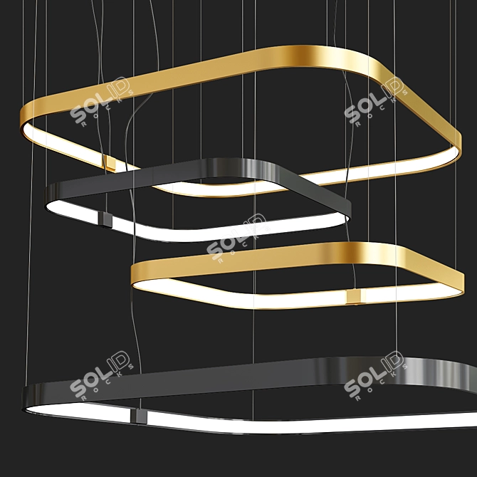 Sleek Square Chandelier 3D model image 2