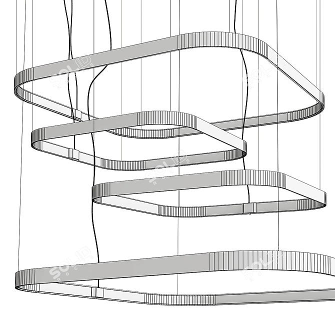 Sleek Square Chandelier 3D model image 3