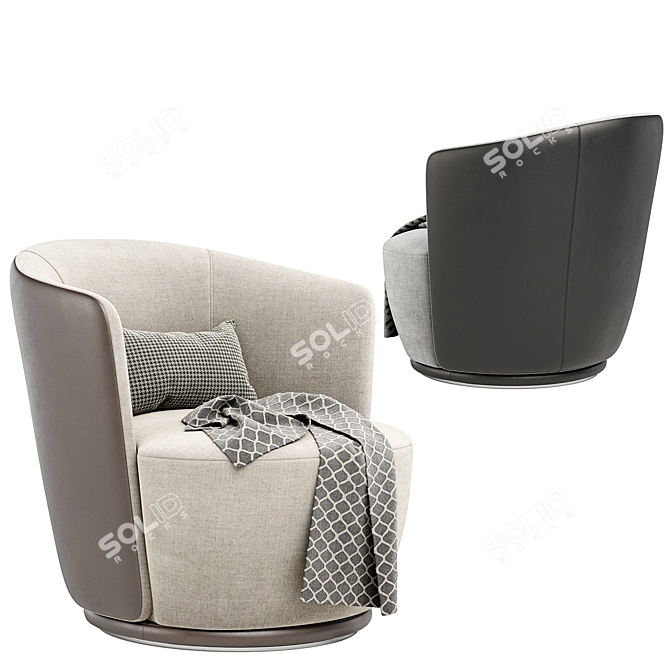 Elegant BLUES Armchair by Turri 3D model image 3