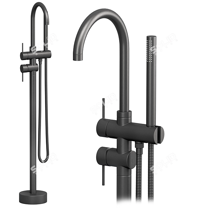 Lusso Matte Black Faucets & Shower Set 3D model image 2