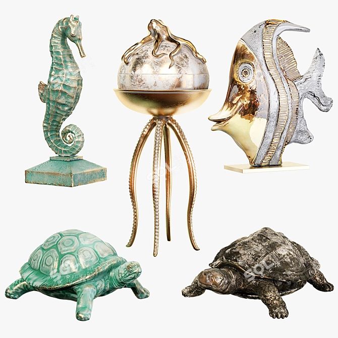 Sea Statuettes Sculptures 3D model image 1