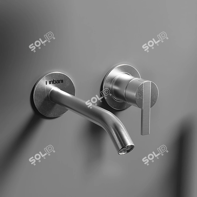 Sleek Steel Faucet Set 3D model image 2