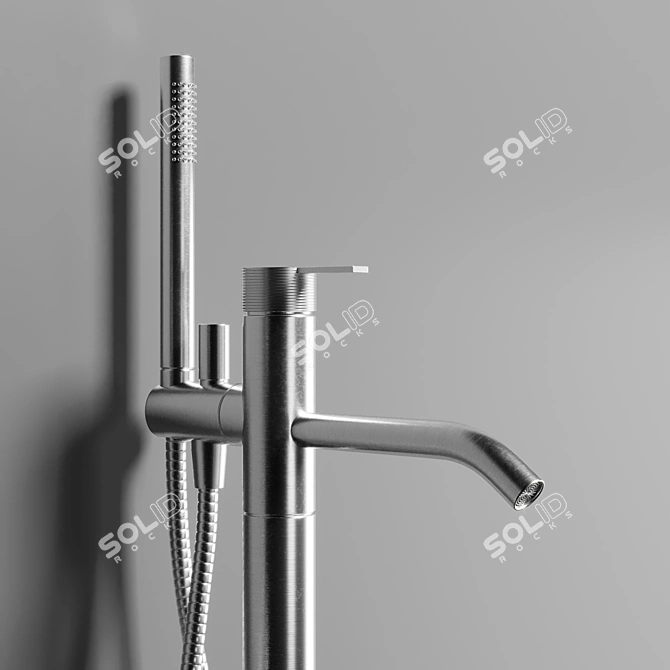 Sleek Steel Faucet Set 3D model image 3