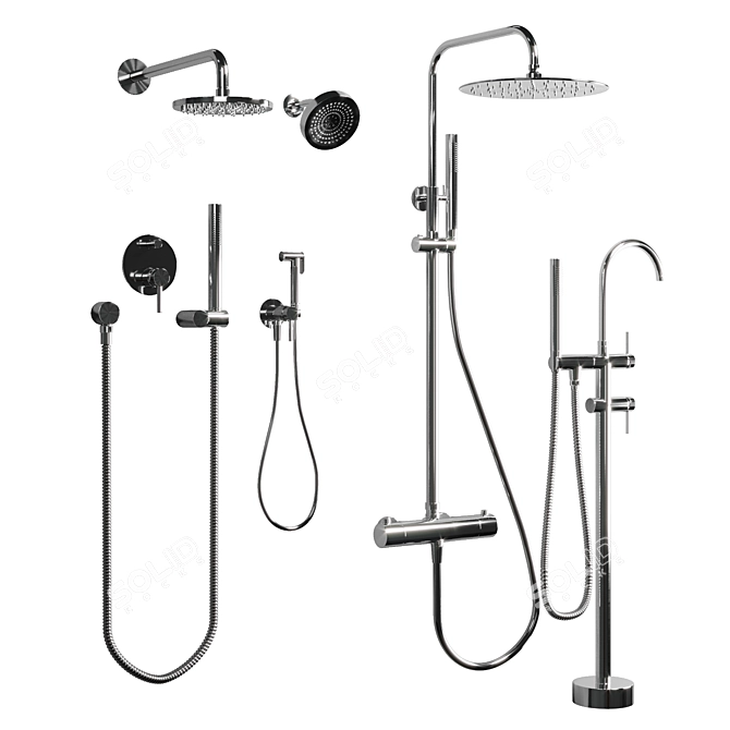 Smesiteli Bagnolux Steel Bathroom Faucet & Shower 3D model image 6