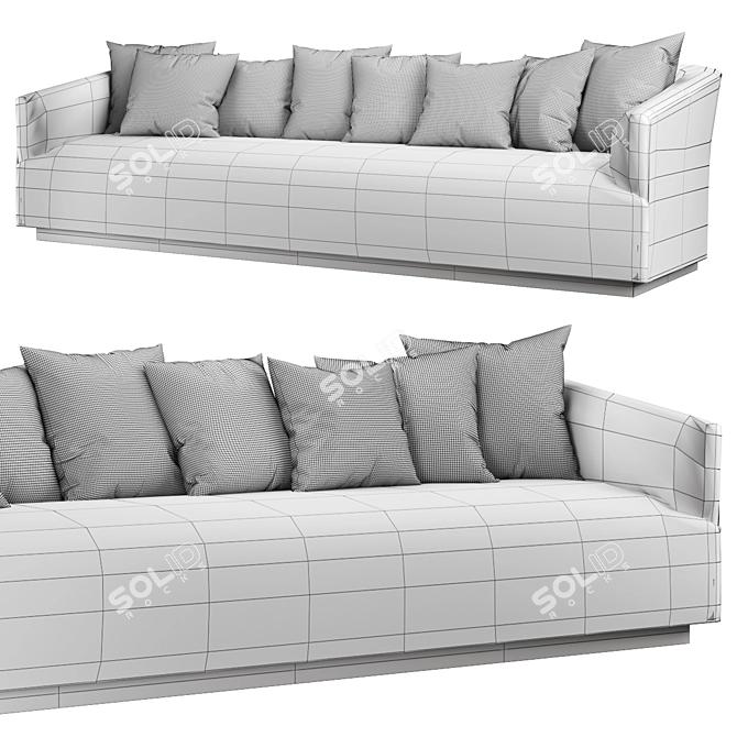 Mid-Century Italian Shelter Arm Sofa 3D model image 5