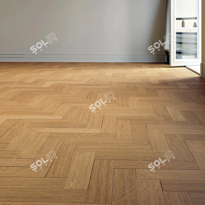 Herringbone Matte Parquet Flooring 3D model image 1