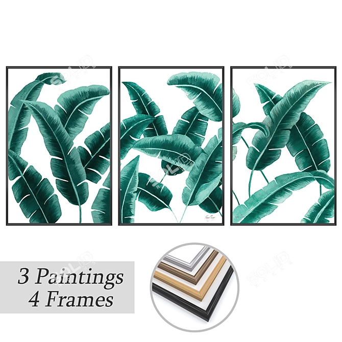 Elegant Wall Art Set with Versatile Frames 3D model image 1