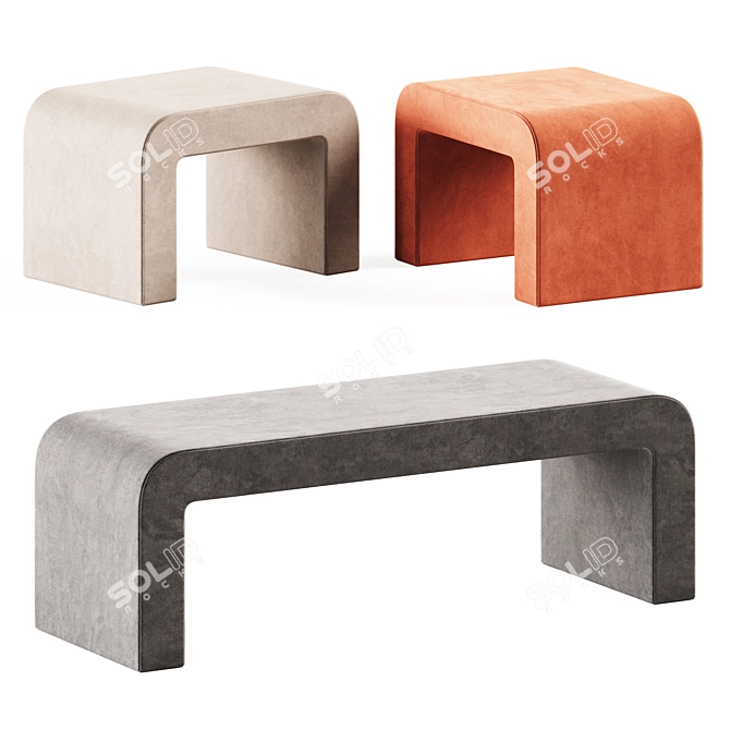 Elegant Upholstered Reeno Bench 3D model image 1